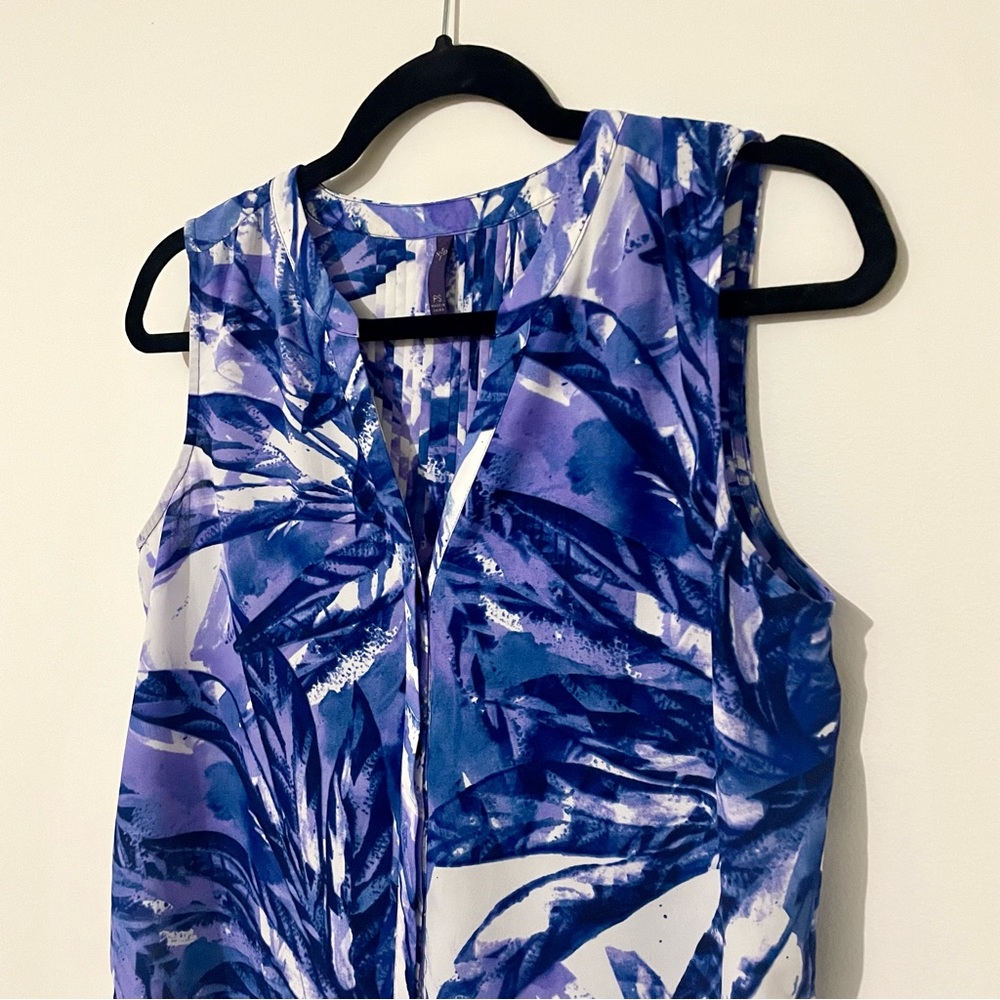 NYDJ Blue Purple & White Sleeveless Blouse
